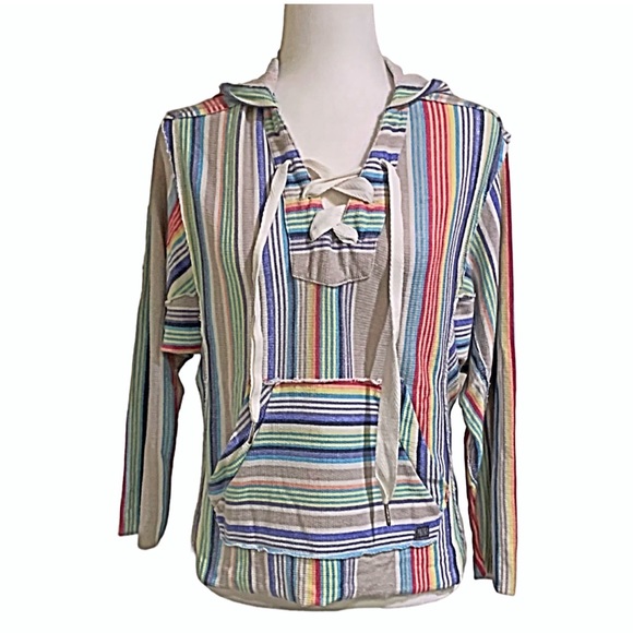 BillaBong Hoodie Striped Baja Long Sleeves Hoodie Pullover Size S - Picture 1 of 9
